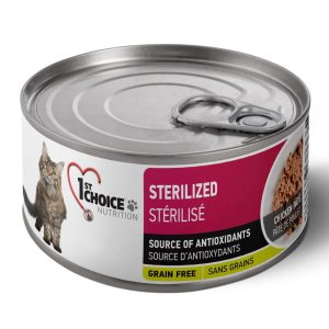 Conserve pour Chat Stérilisé, Pâté de Poulet, 156g – 1st Choice